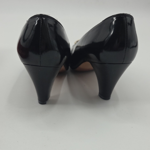 Salvatore Ferragamo Black Heels with Gold Trim - Picture 6 of 12